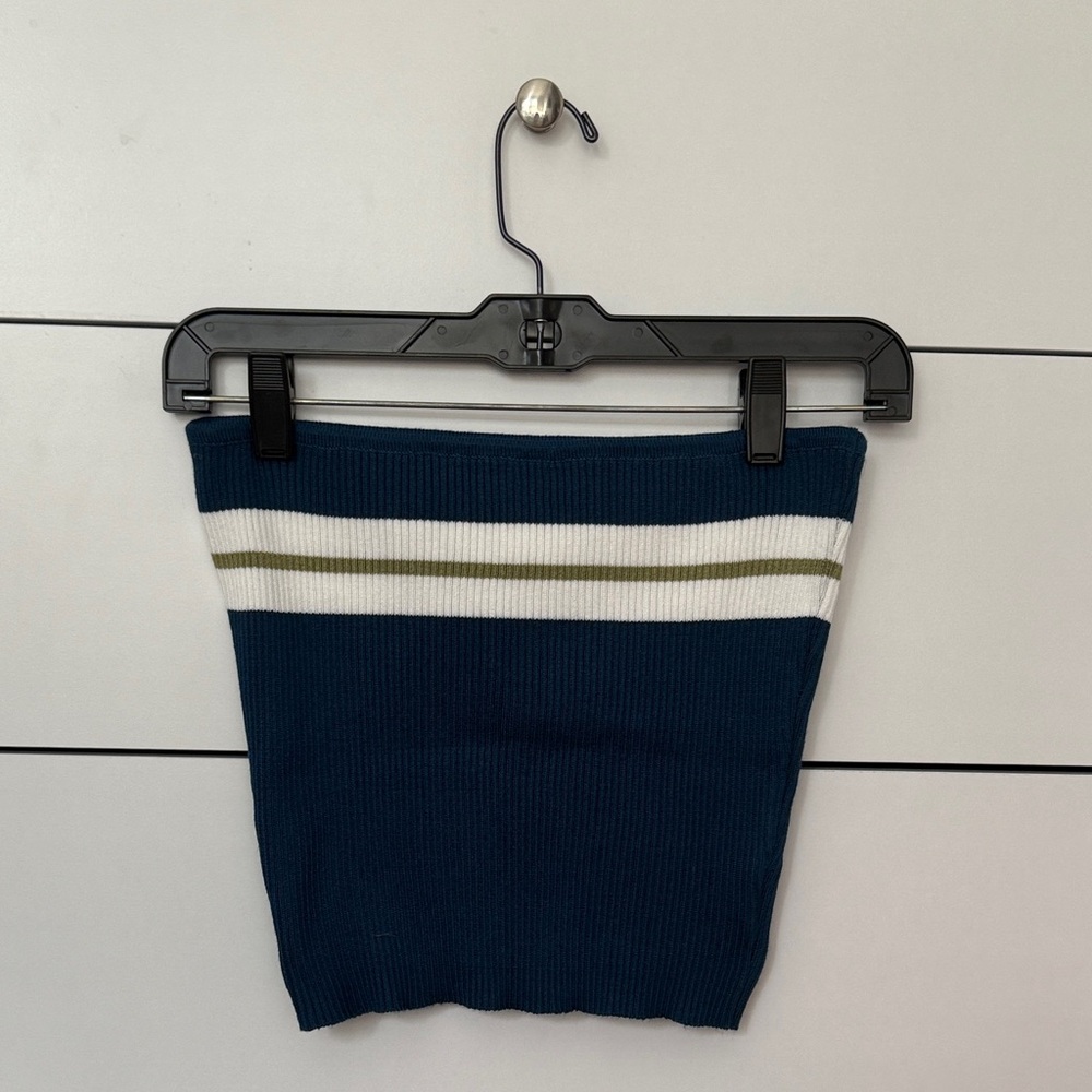 SHEIN Navy and White Striped Crop Top